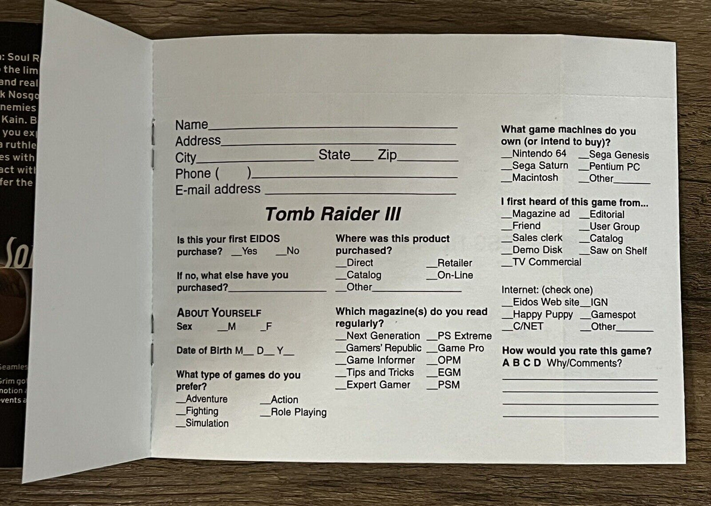 Tomb Raider III 3 Sony PlayStation 1 PS1 Black Label CIB Manual & Reg Card!