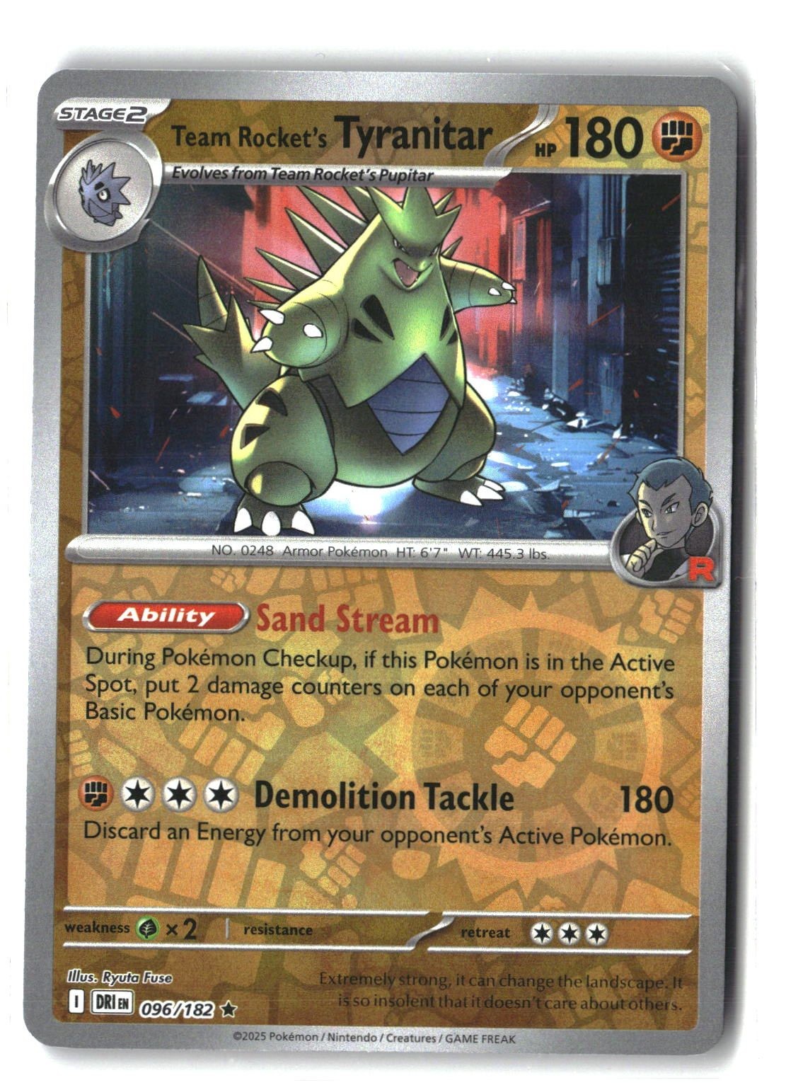 Team Rocket's Tyranitar Reverse Holofoil NM (Destined Rivals 096/182)