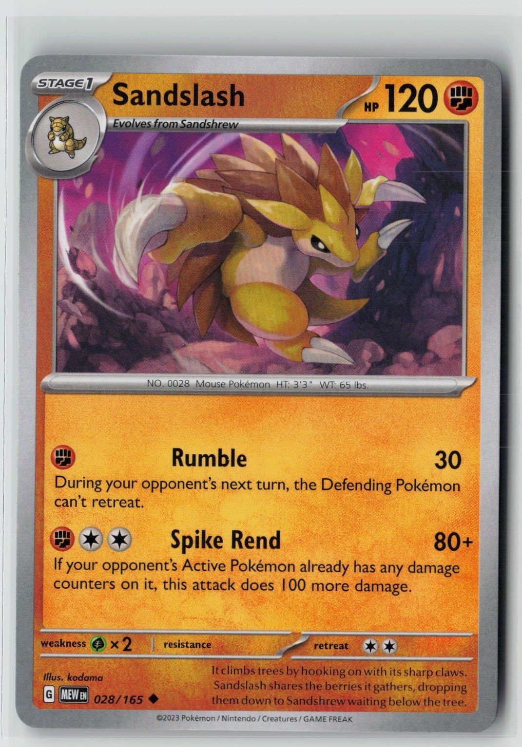 Sandslash (SV: Scarlet & Violet 151 028/165) NM