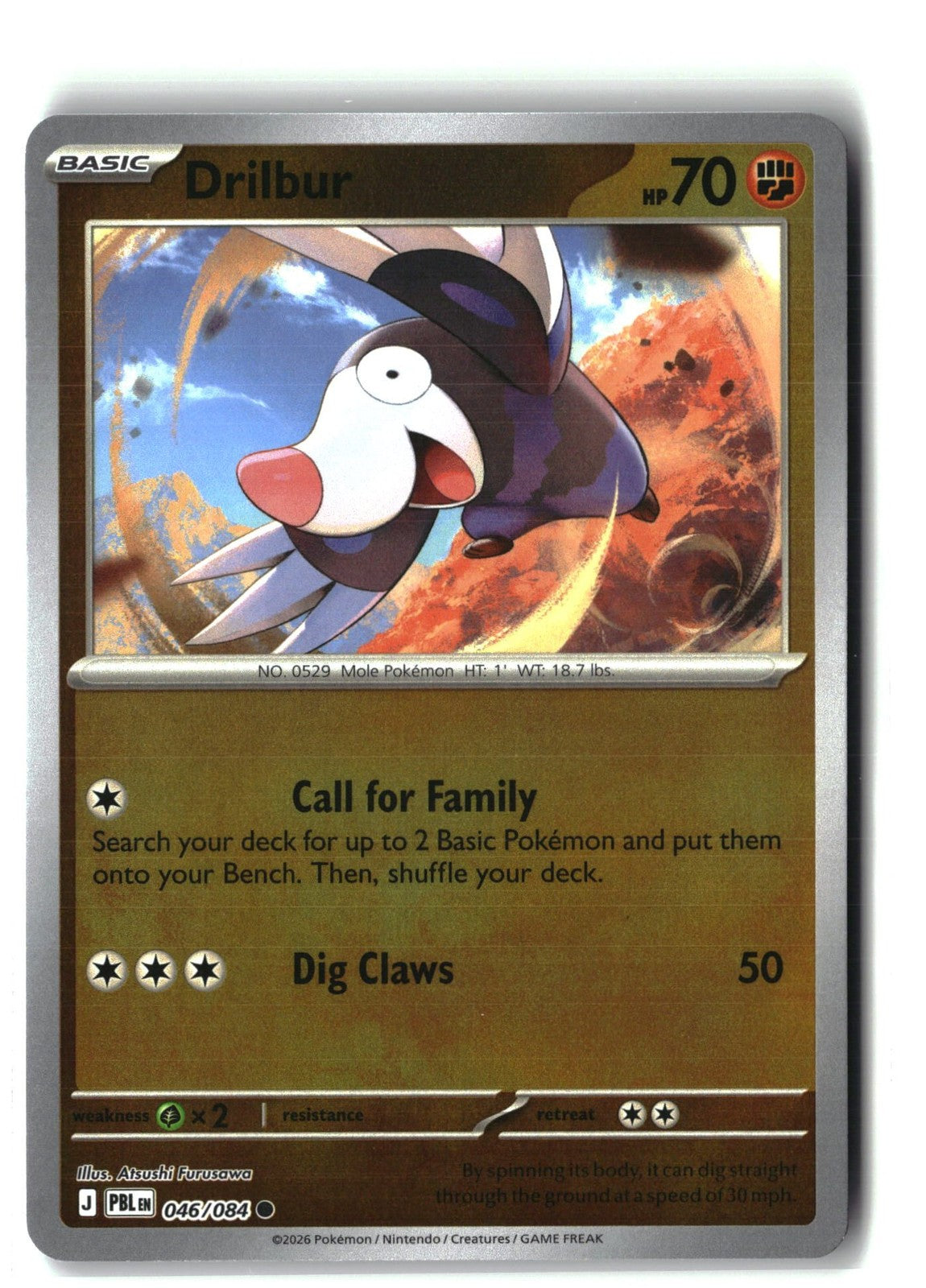 Drilbur Reverse Holofoil NM (Pitch Black 046/084)