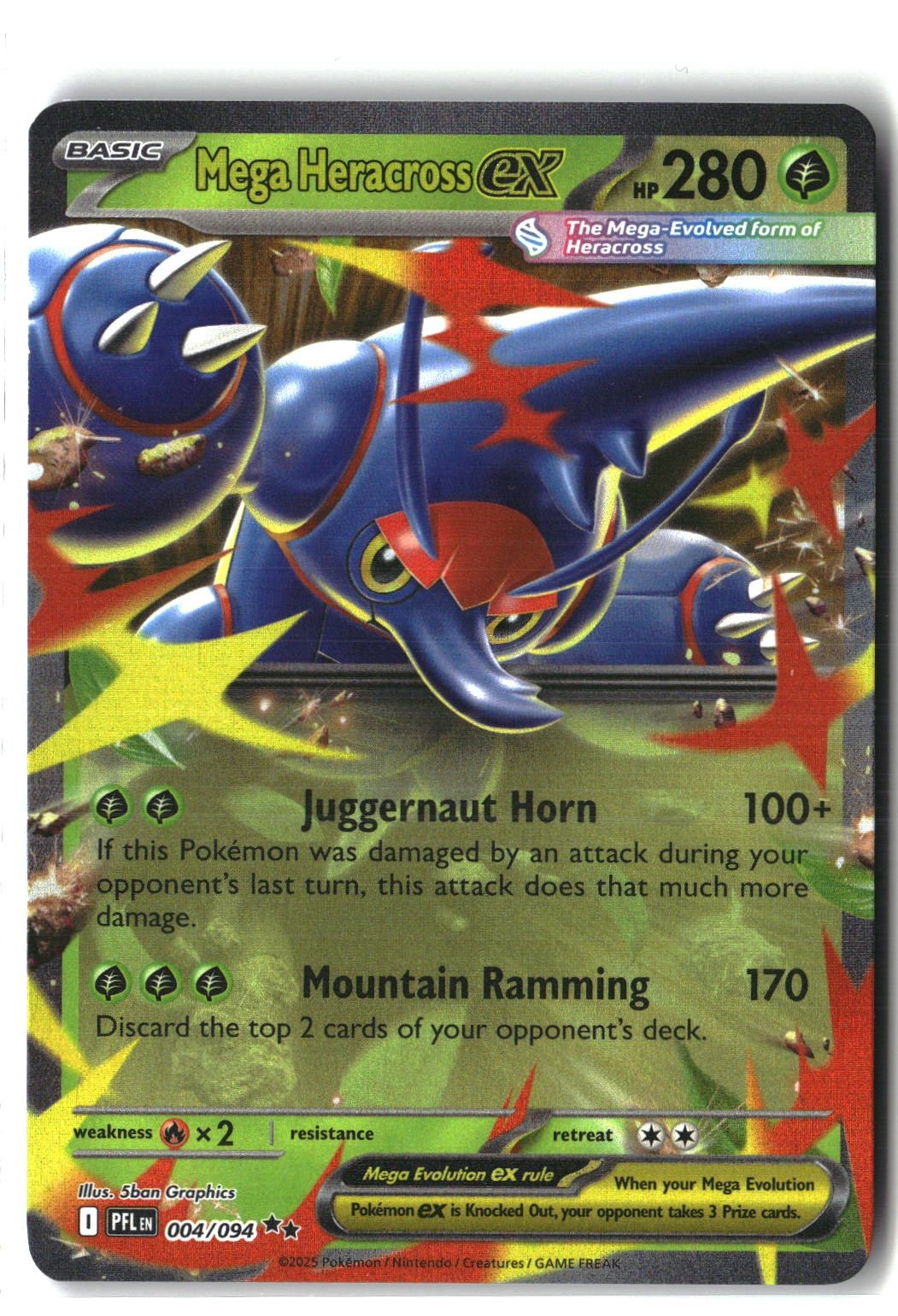 Mega Heracross ex Holofoil NM (Phantasmal Flames 004/094)