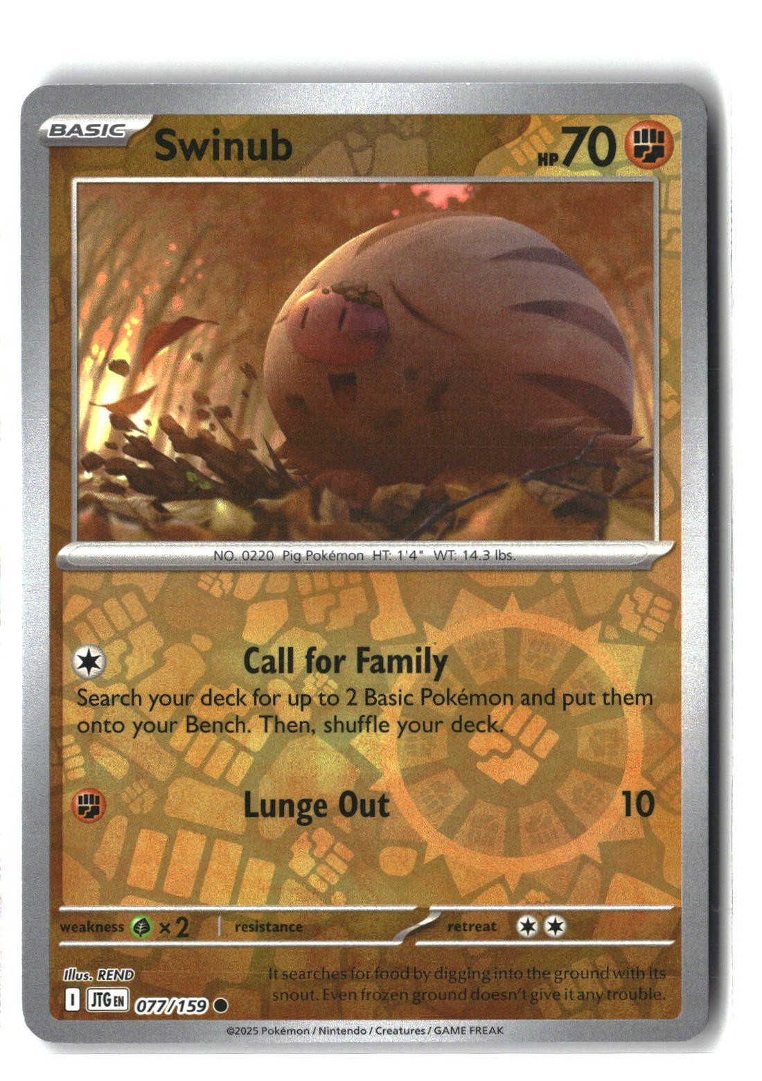 Swinub Reverse Holofoil NM (Journey Together 077/159)