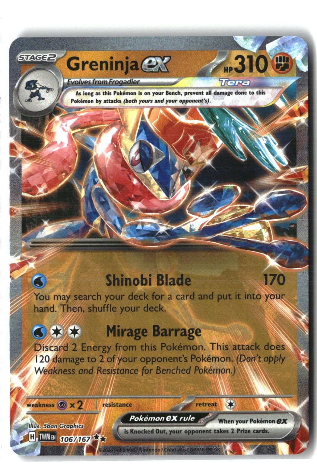 Greninja ex Holofoil NM (Twilight Masquerade 106/167)