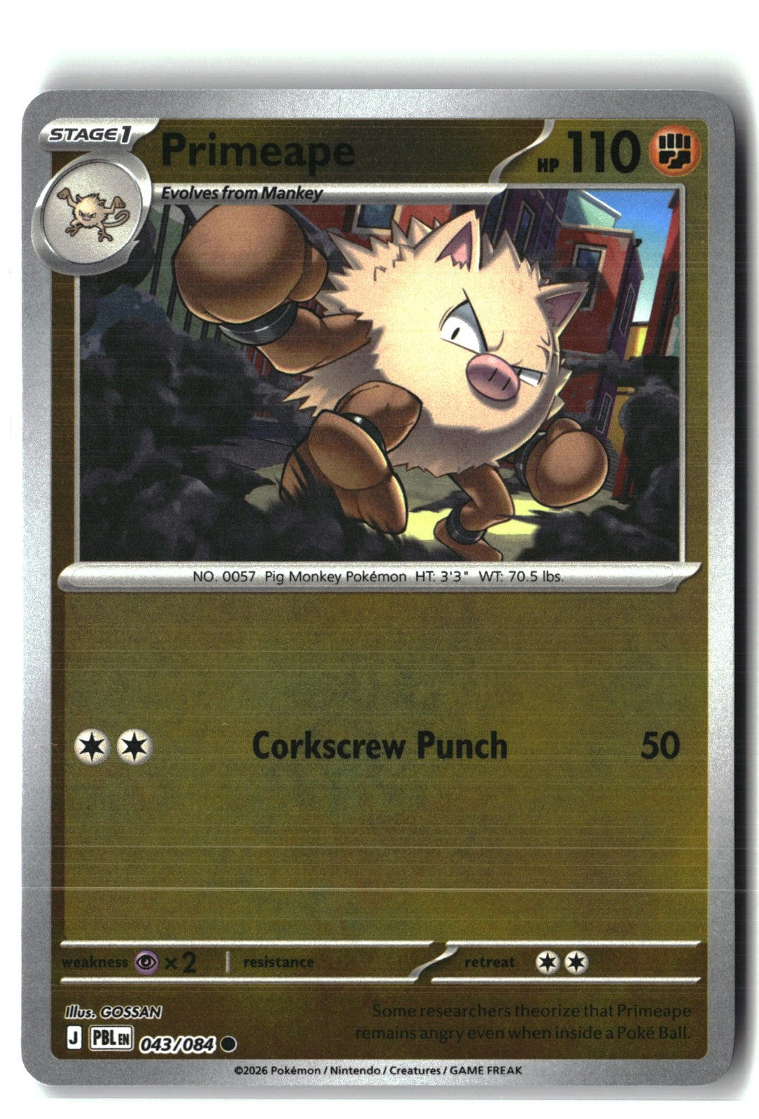 Primeape Reverse Holofoil NM (Pitch Black 043/084)
