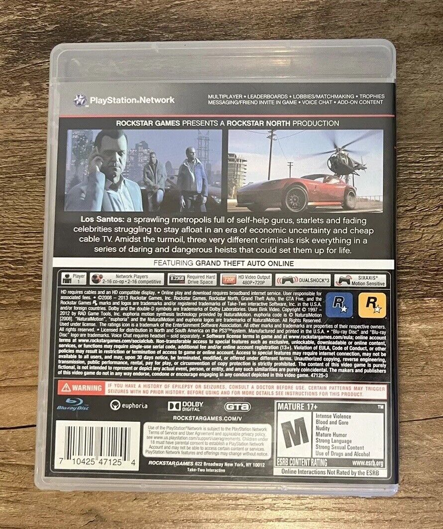 Grand Theft Auto V (GTA 5) (PlayStation 3) PS3 Video Game with Manual, No Map!