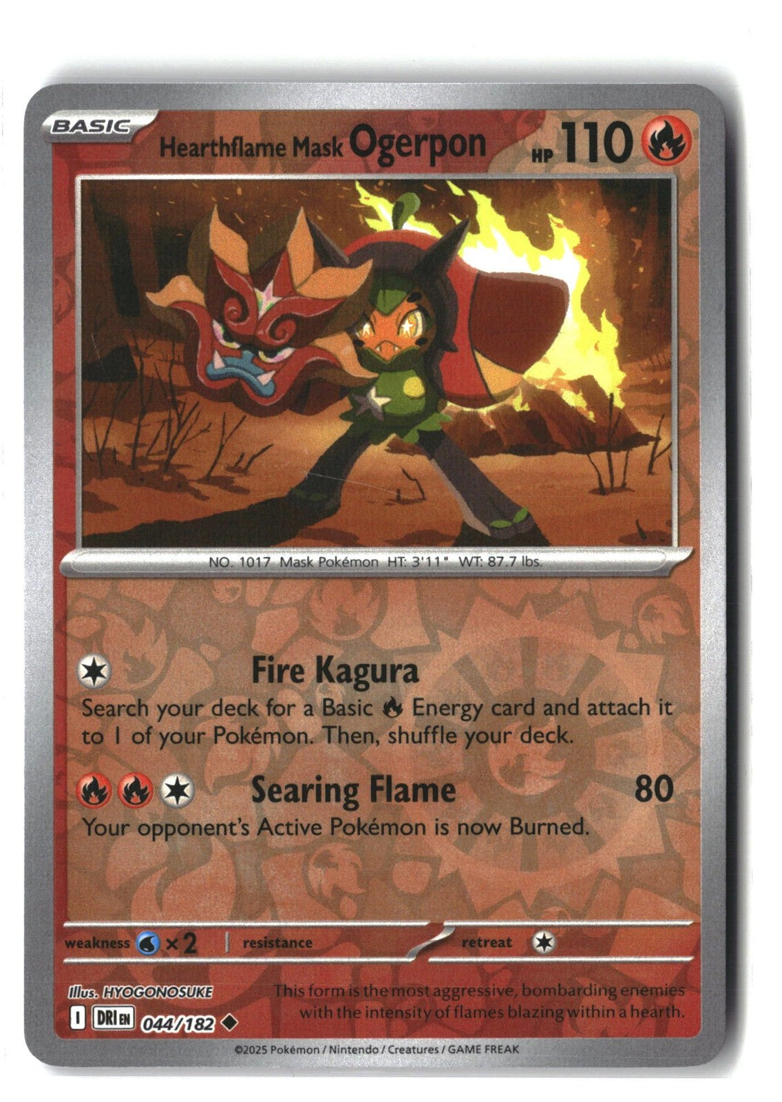 Hearthflame Mask Ogerpon Reverse Holofoil NM (Destined Rivals 044/182)