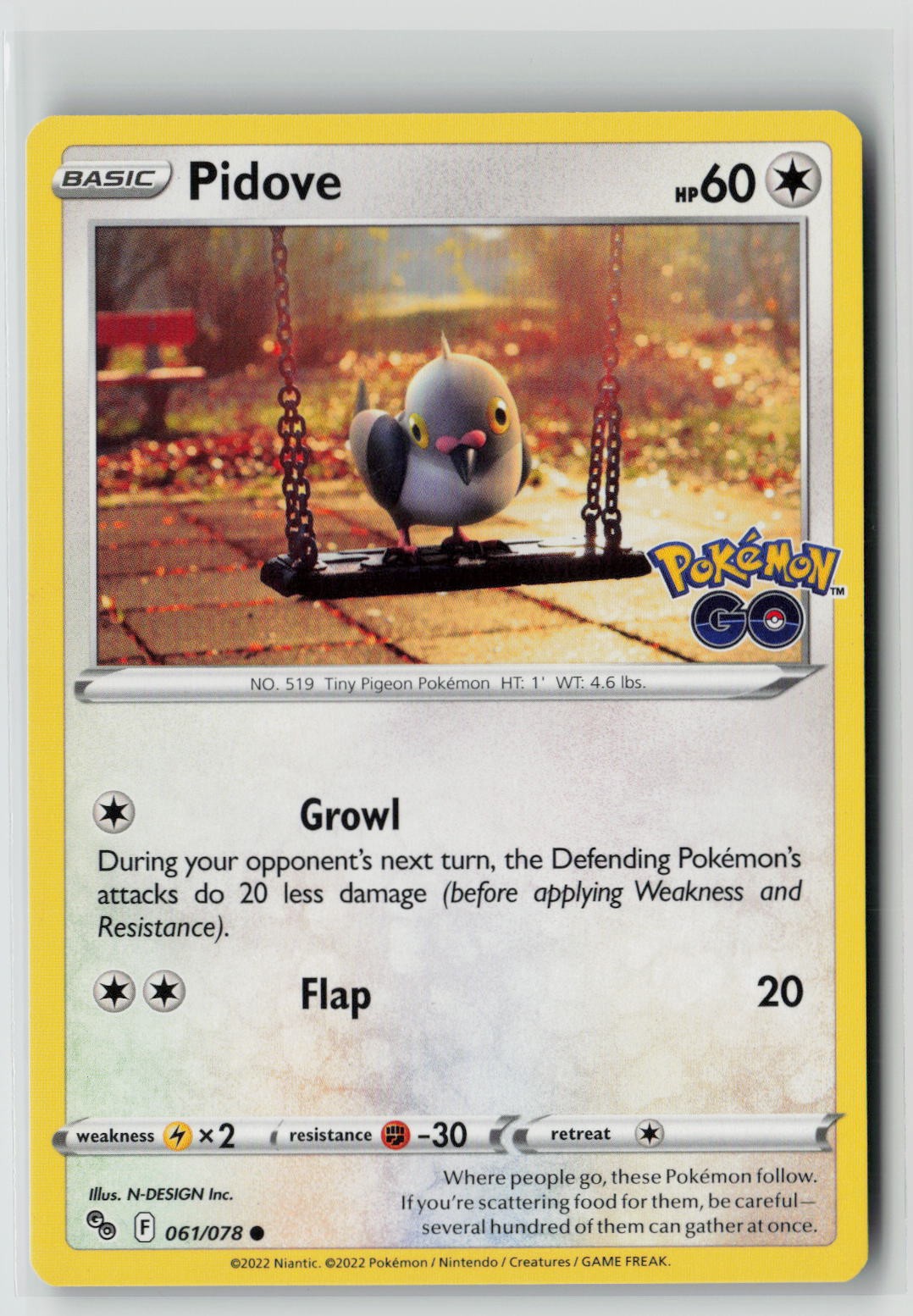 Pidove (Pokemon GO 061/078) NM