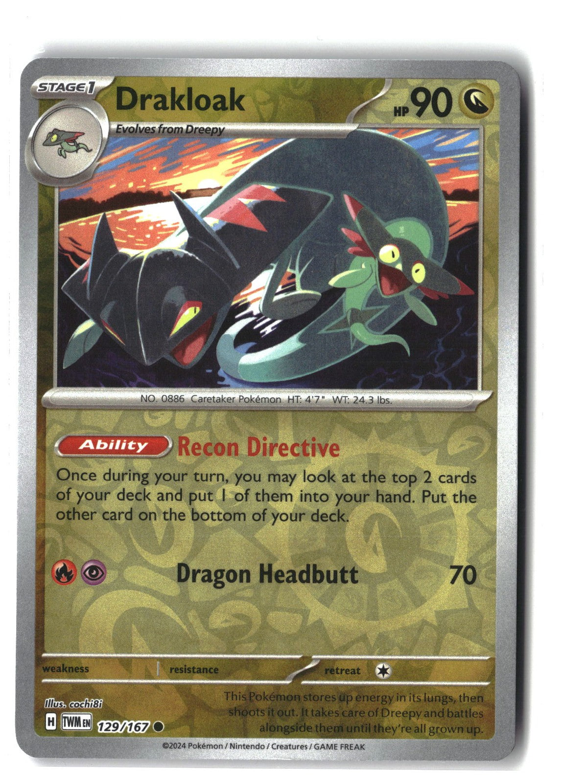 Drakloak Reverse Holofoil NM (Twilight Masquerade 129/167)