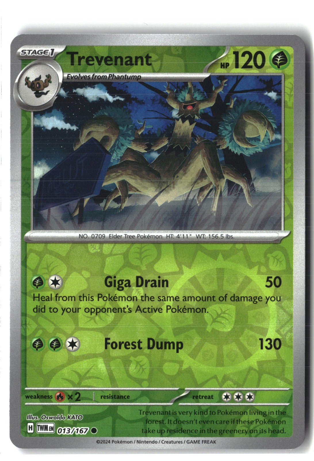Trevenant Reverse Holofoil NM (Twilight Masquerade 013/167)