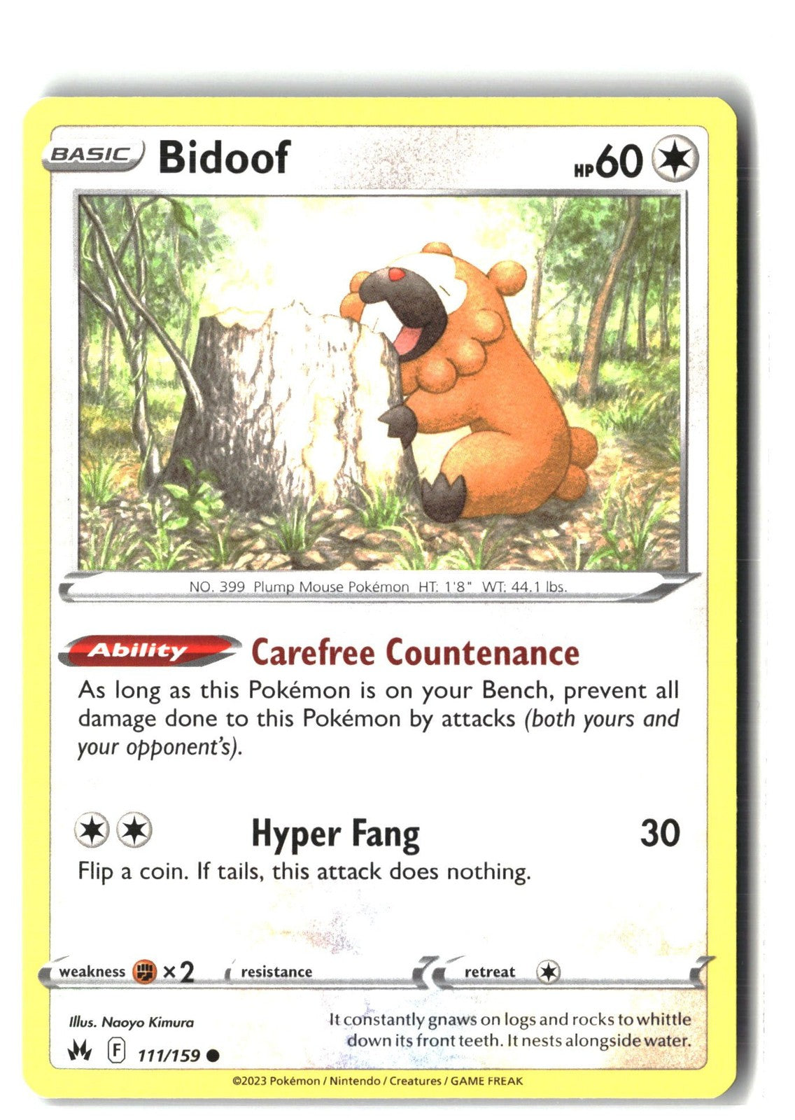Bidoof (SWSH: Crown Zenith 111/159) NM