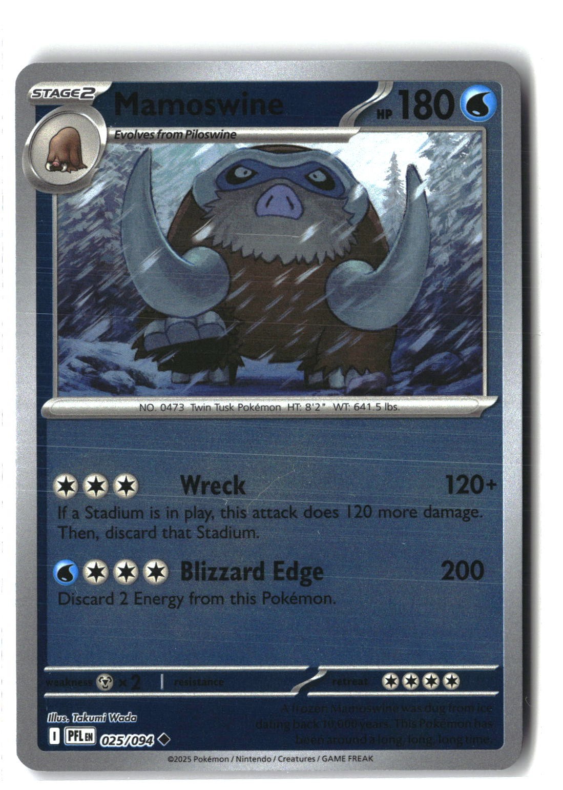 Mamoswine Reverse Holofoil NM (Phantasmal Flames 025/094)