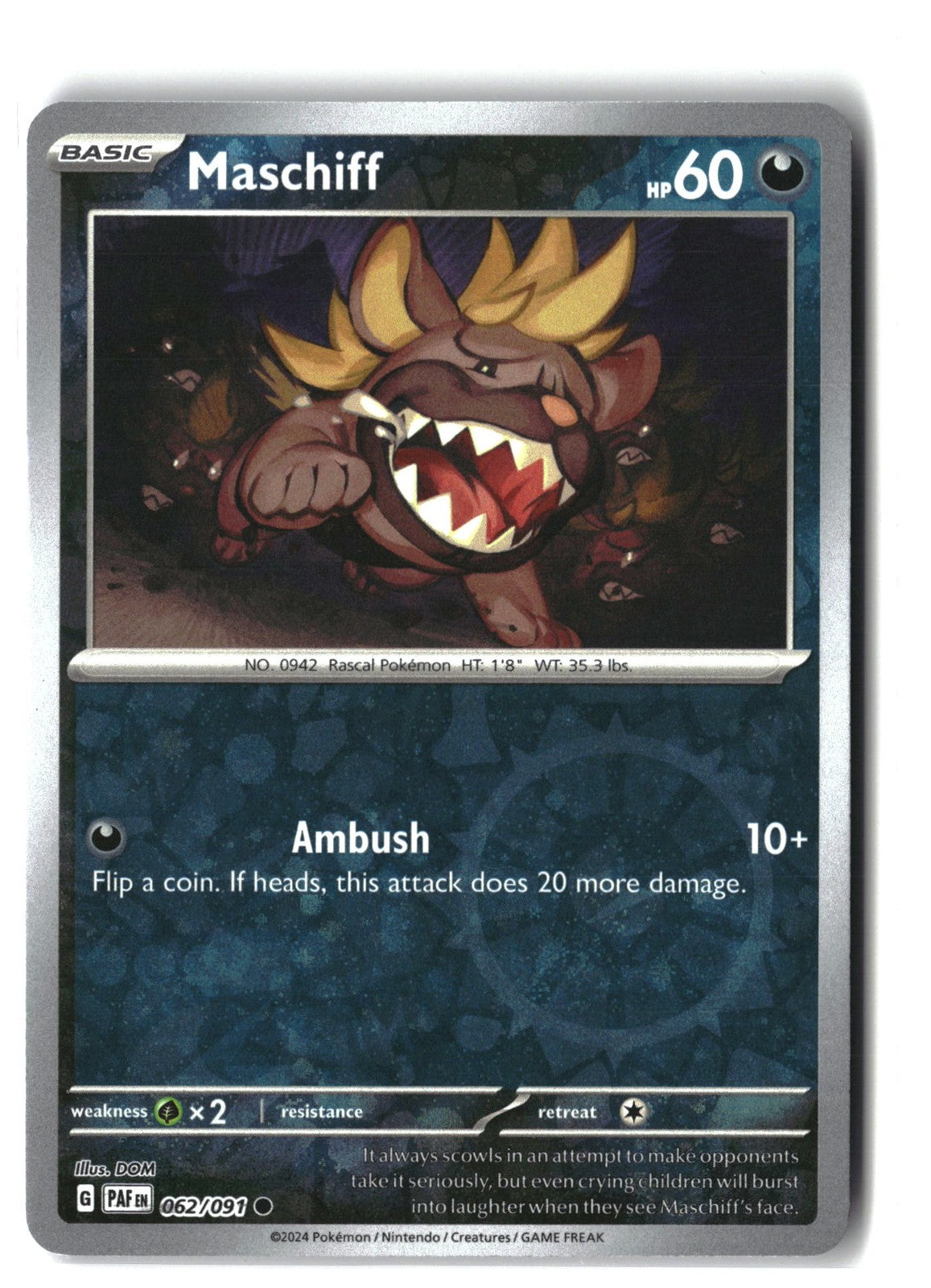 Maschiff Reverse Holofoil NM (SV: Paldean Fates 062/091)