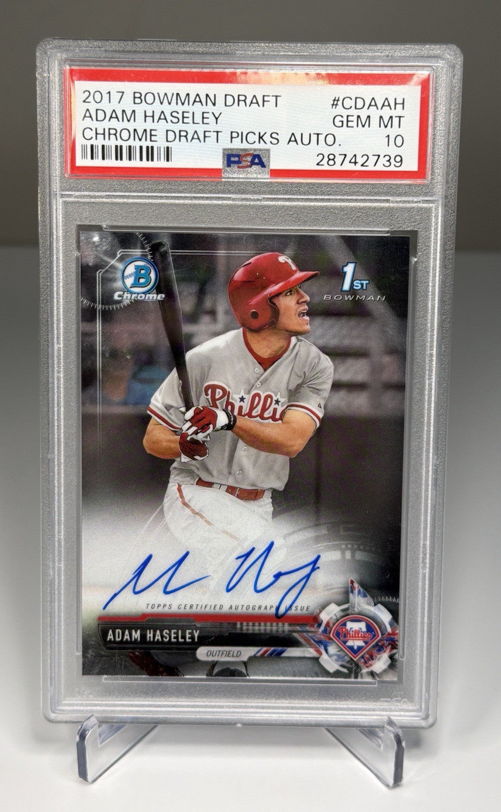 2017 Bowman Draft Adam Haseley /250 PSA 10 Gem MT Autograph Auto