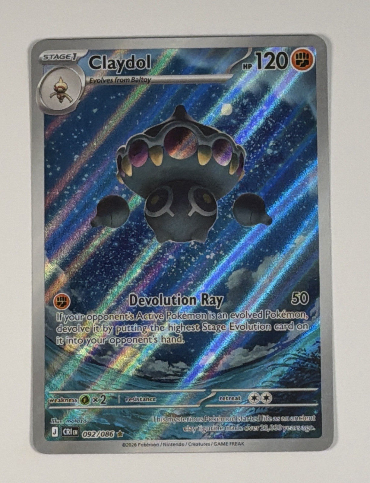 Claydol 92/86 Illustration Rare Pokemon TCG Chaos Rising NM Near Mint