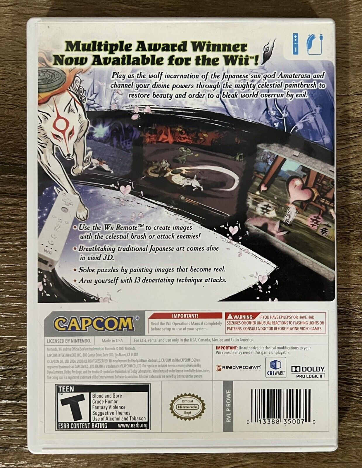 Okami CIB (Nintendo Wii, 2008) - Tested & Working - Complete w/ Manual