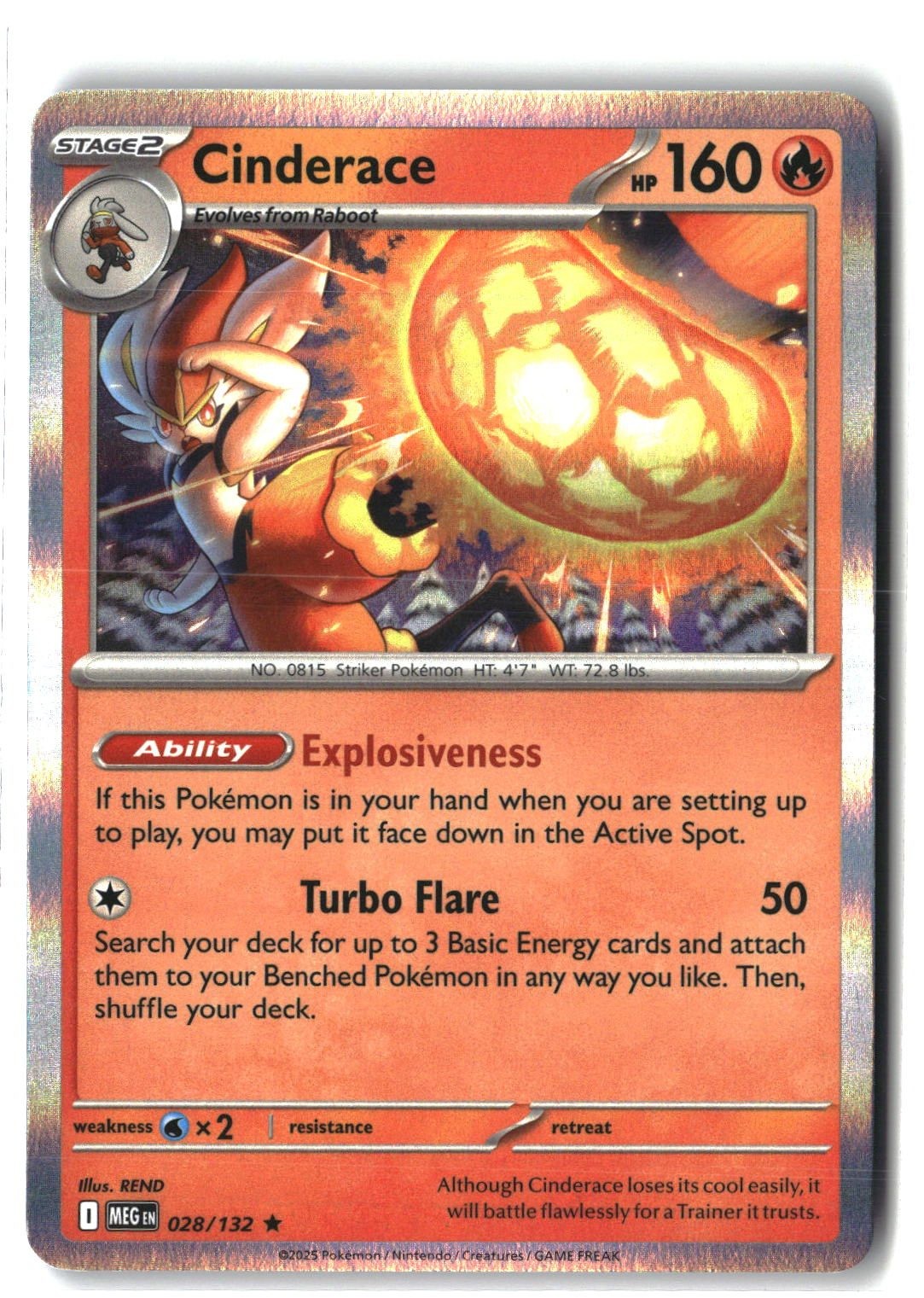 Cinderace Holofoil NM (Mega Evolution 028/132)