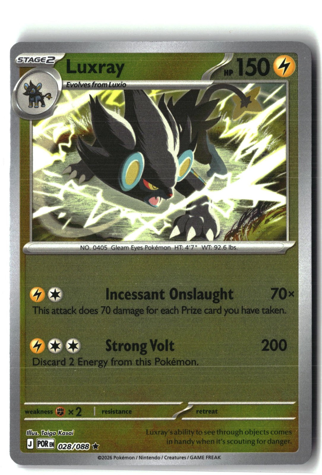 Luxray Reverse Holofoil NM (Perfect Order 028/088)