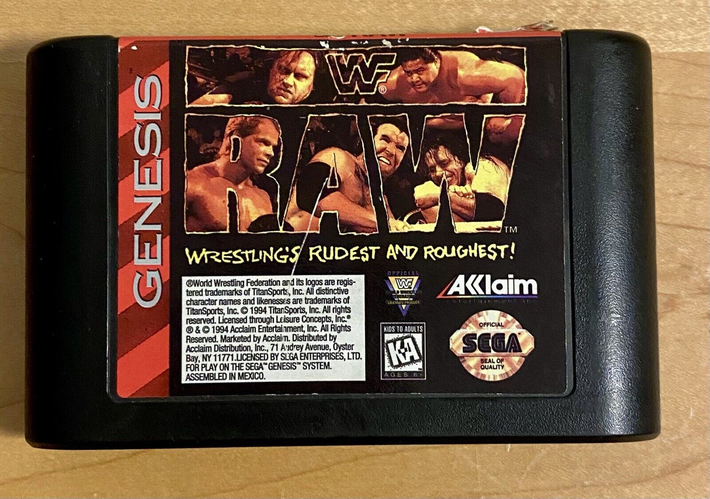 WWF Raw (Sega Genesis, 1994) CIB W/ Manual, Authentic, Cleaned, & Tested