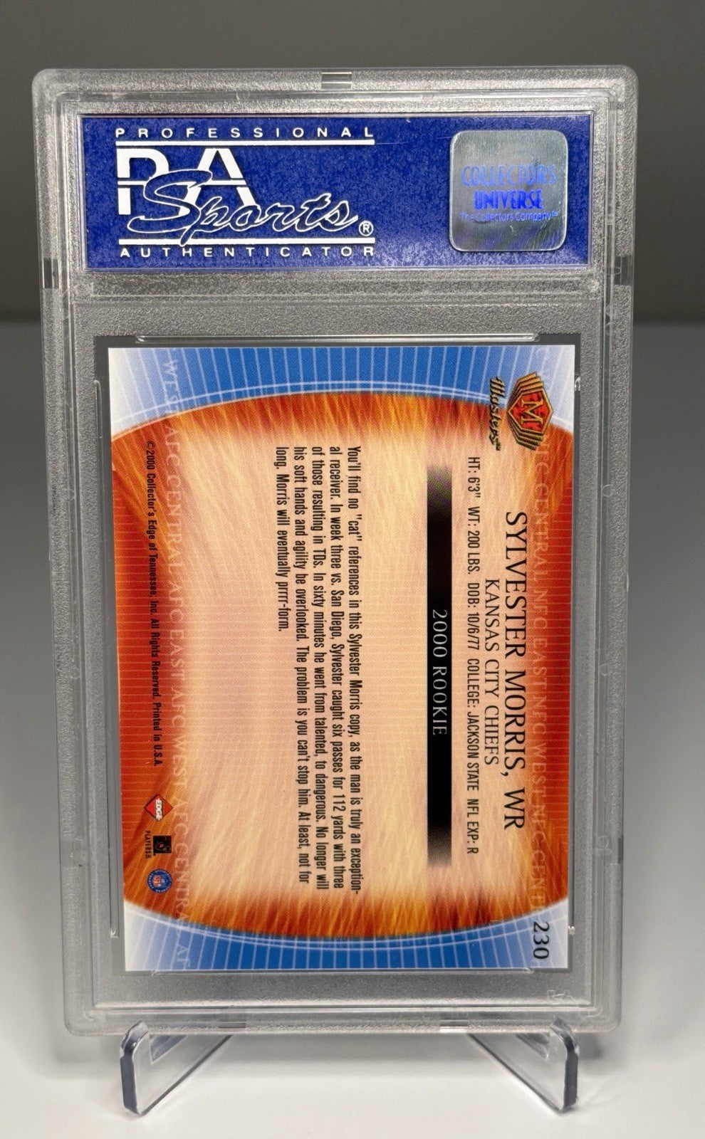 2000 Collector's Edge Masters - Sylvester Morris #230 Retail (RC) PSA GEM MT 10
