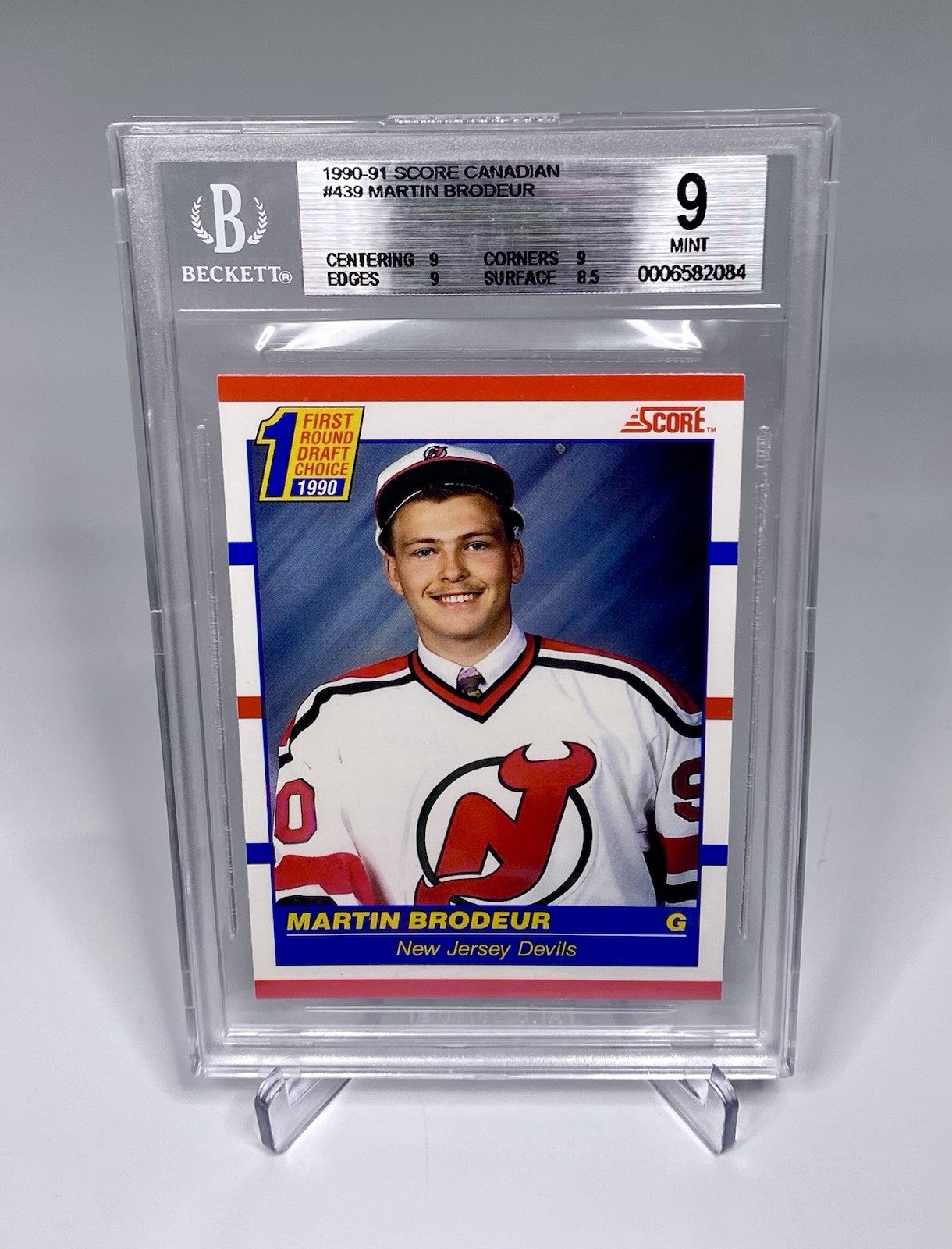 1990-91 Score Martin Brodeur 1st Round DP #439 BGS 9 Beckett Mint