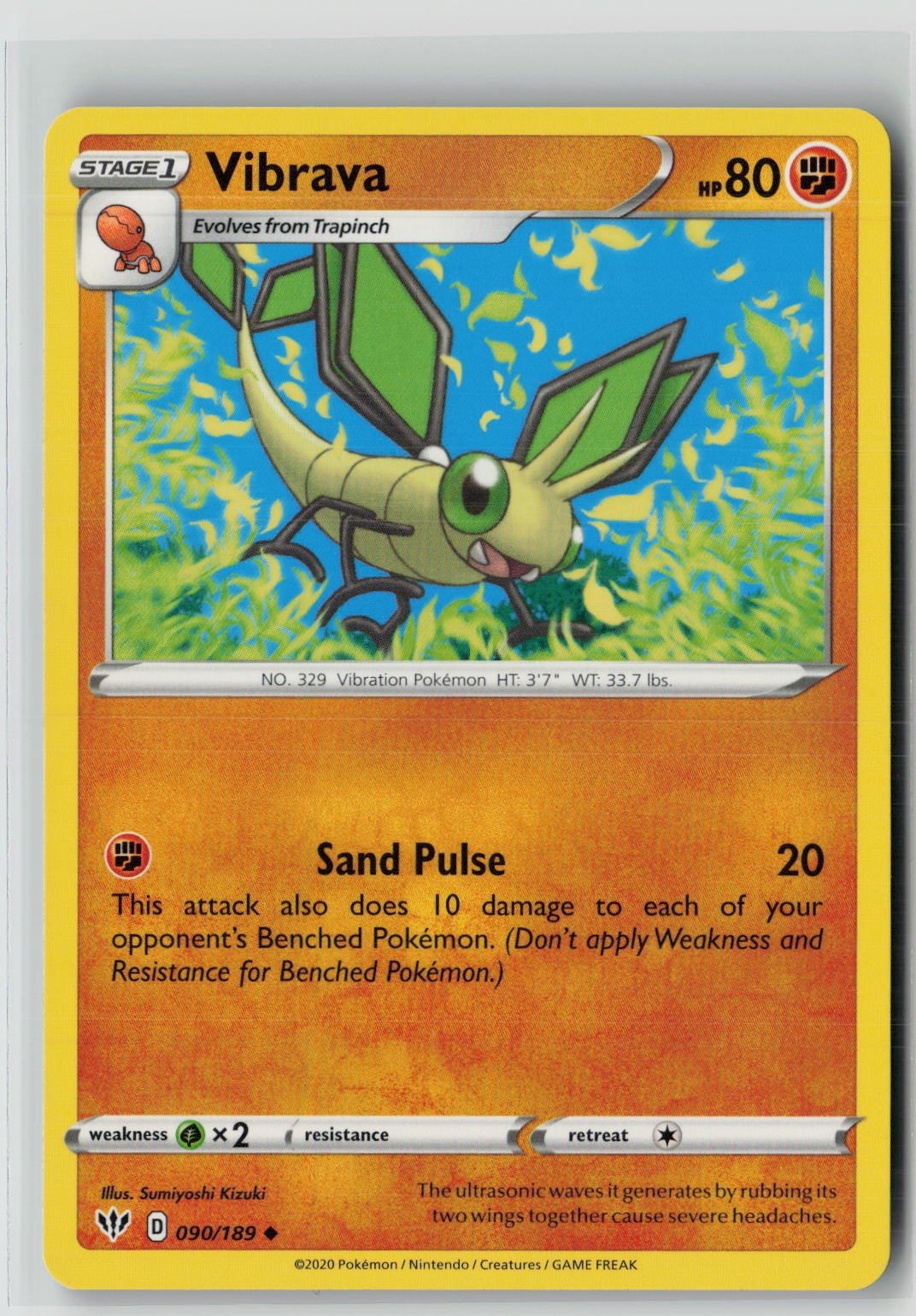 Vibrava (SWSH03: Darkness Ablaze 090/189) NM