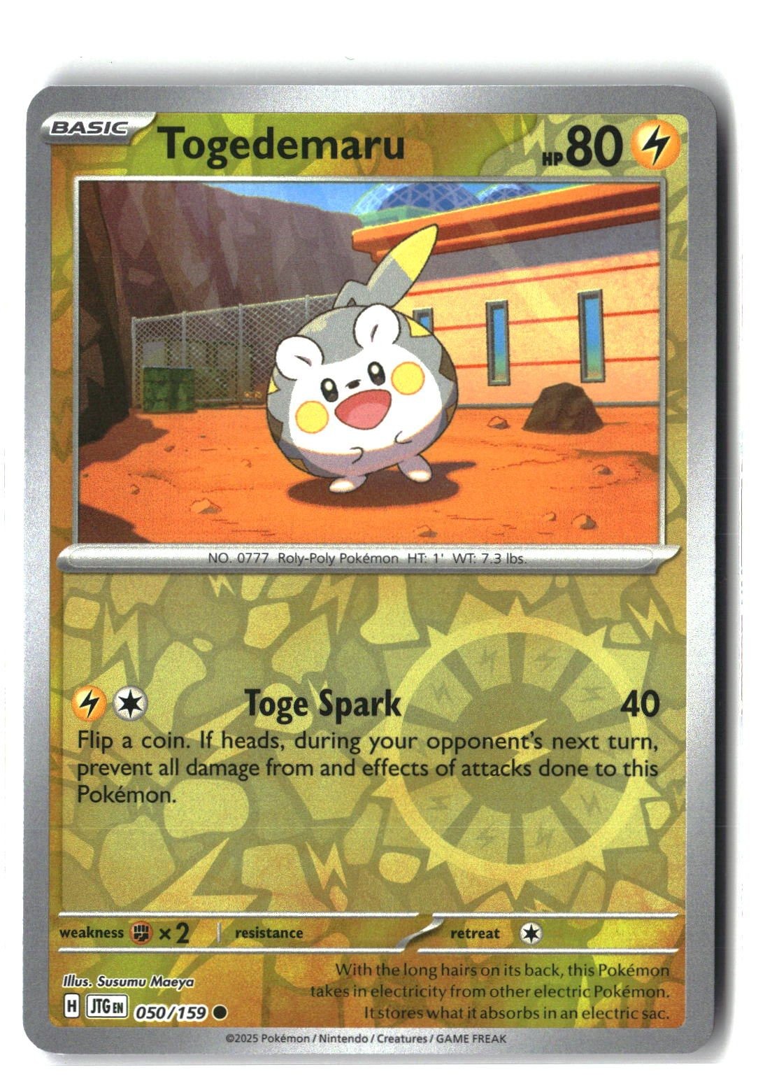 Togedemaru Reverse Holofoil NM (Journey Together 050/159)