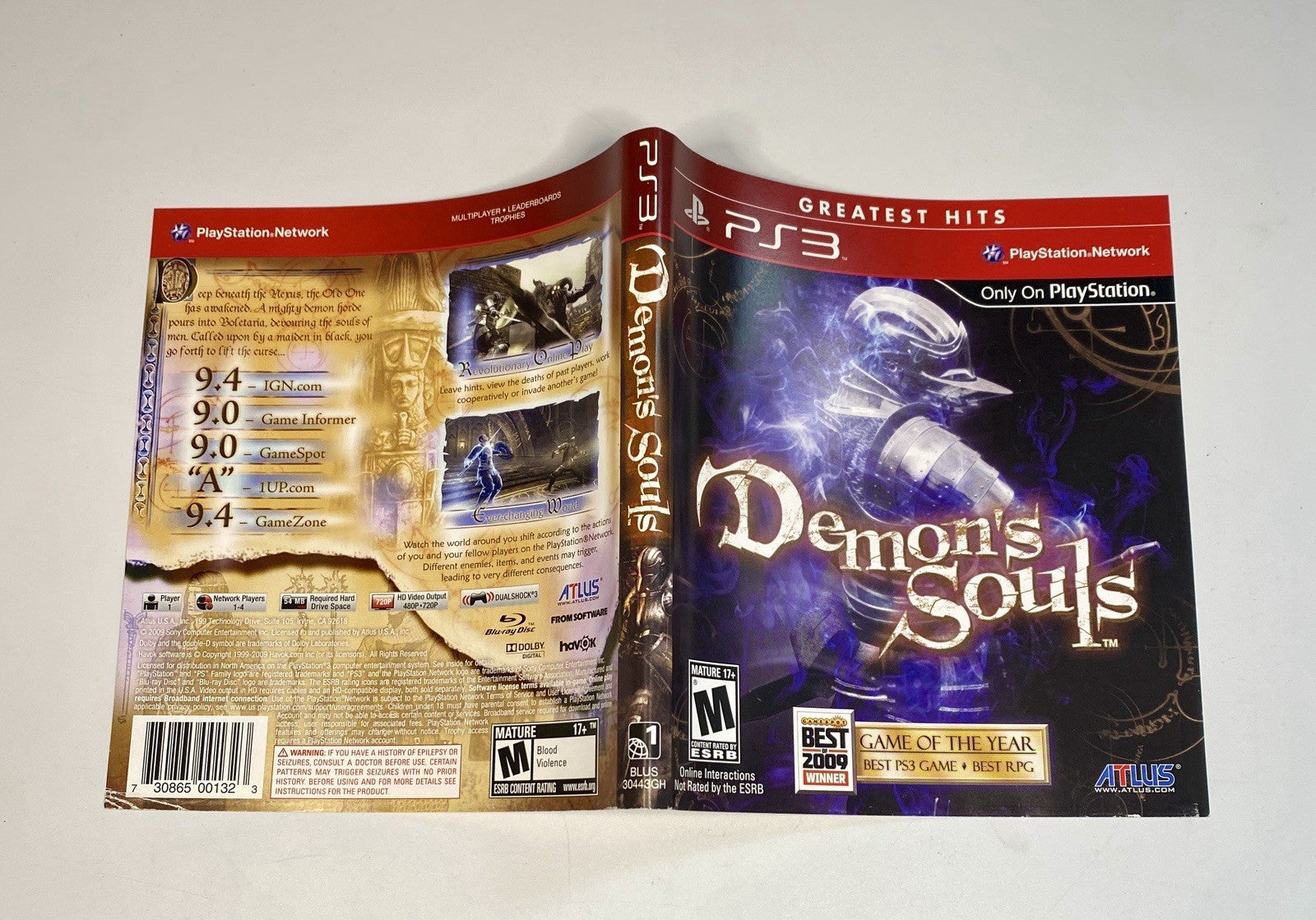 Demon’s Souls Playstation 3 PS3 Manual & Cover Art (Greatest Hits) Only
