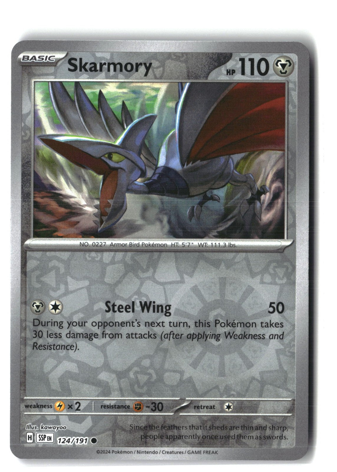 Skarmory Reverse Holofoil NM (Surging Sparks 124/191)