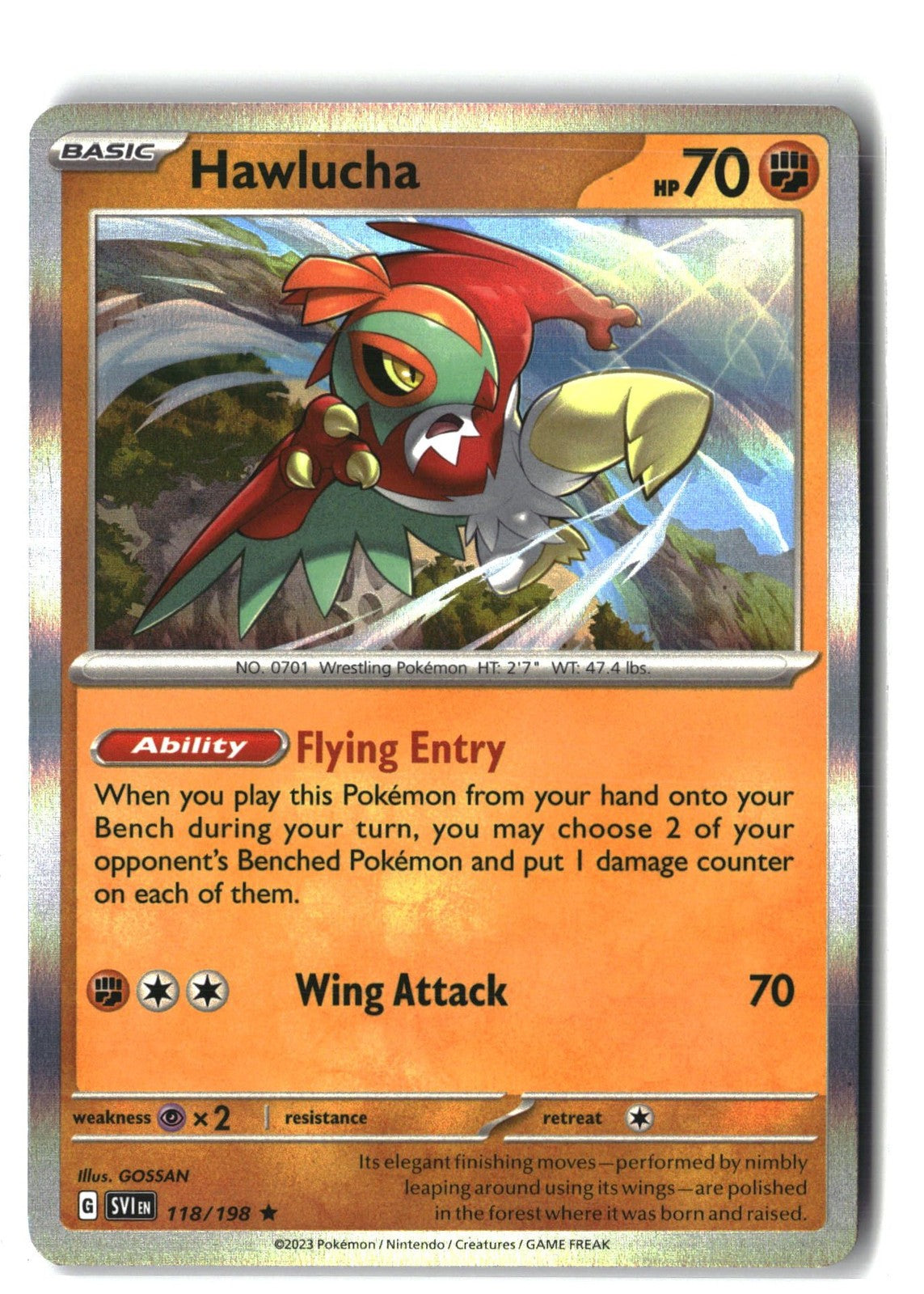 Hawlucha Holofoil NM (Scarlet & Violet Base Set 118/198)