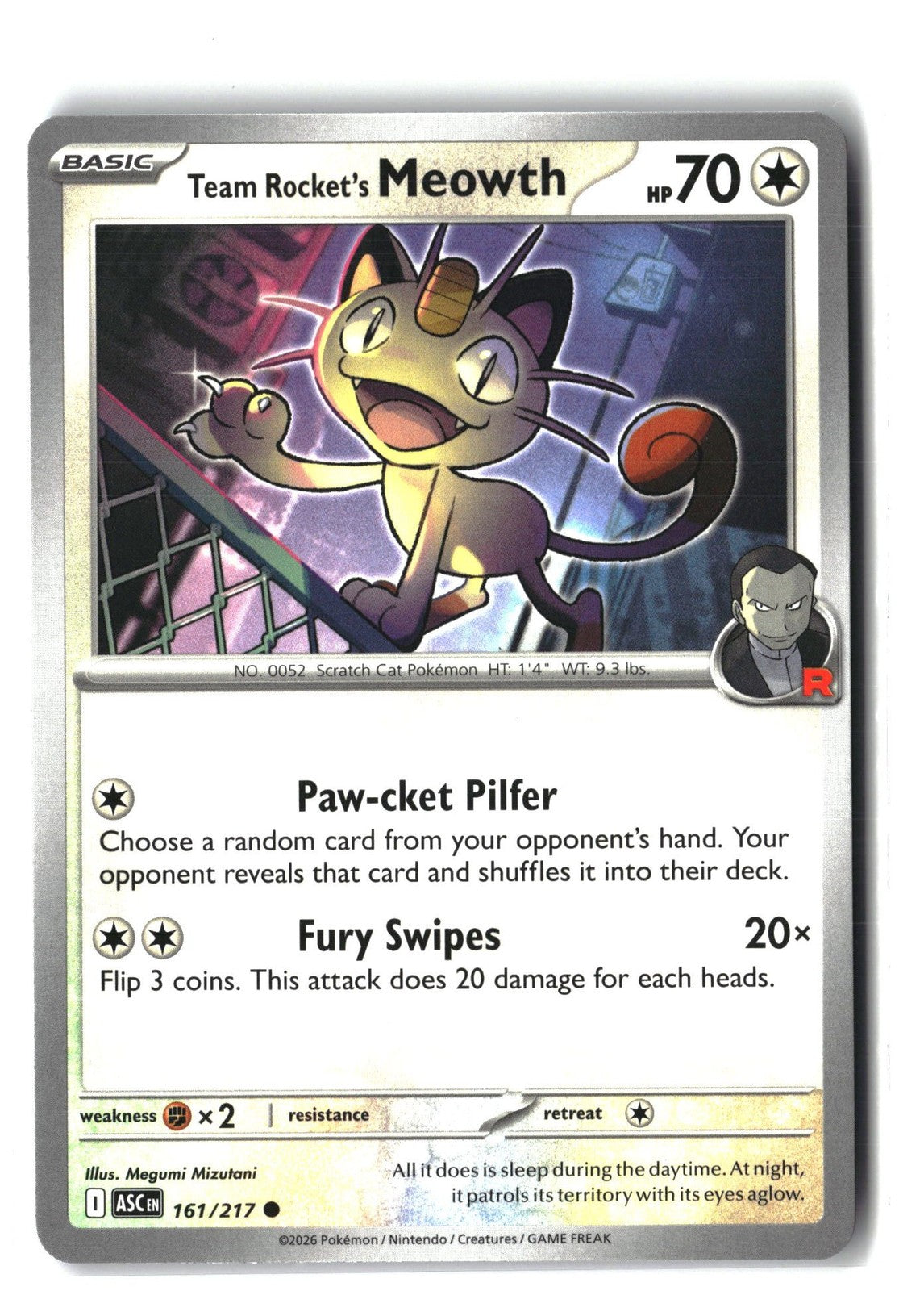 Team Rocket's Meowth (ME: Ascended Heroes 161/217) NM