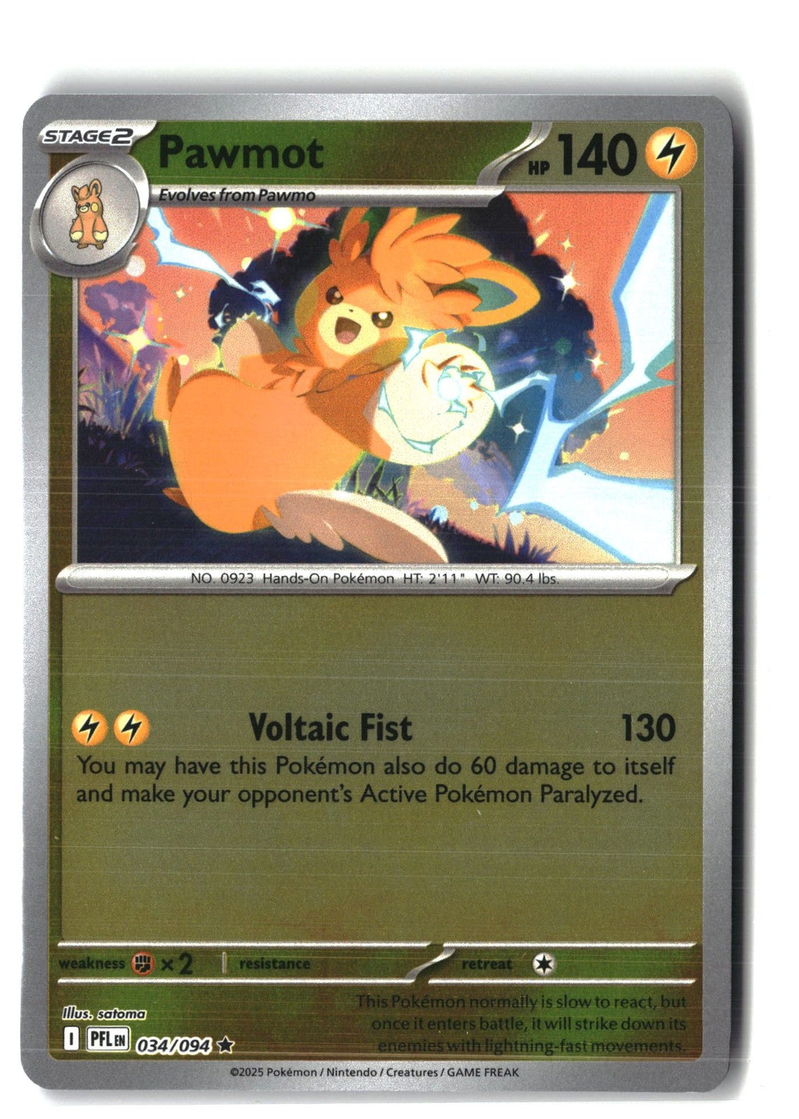 Pawmot Reverse Holofoil NM (Phantasmal Flames 034/094)
