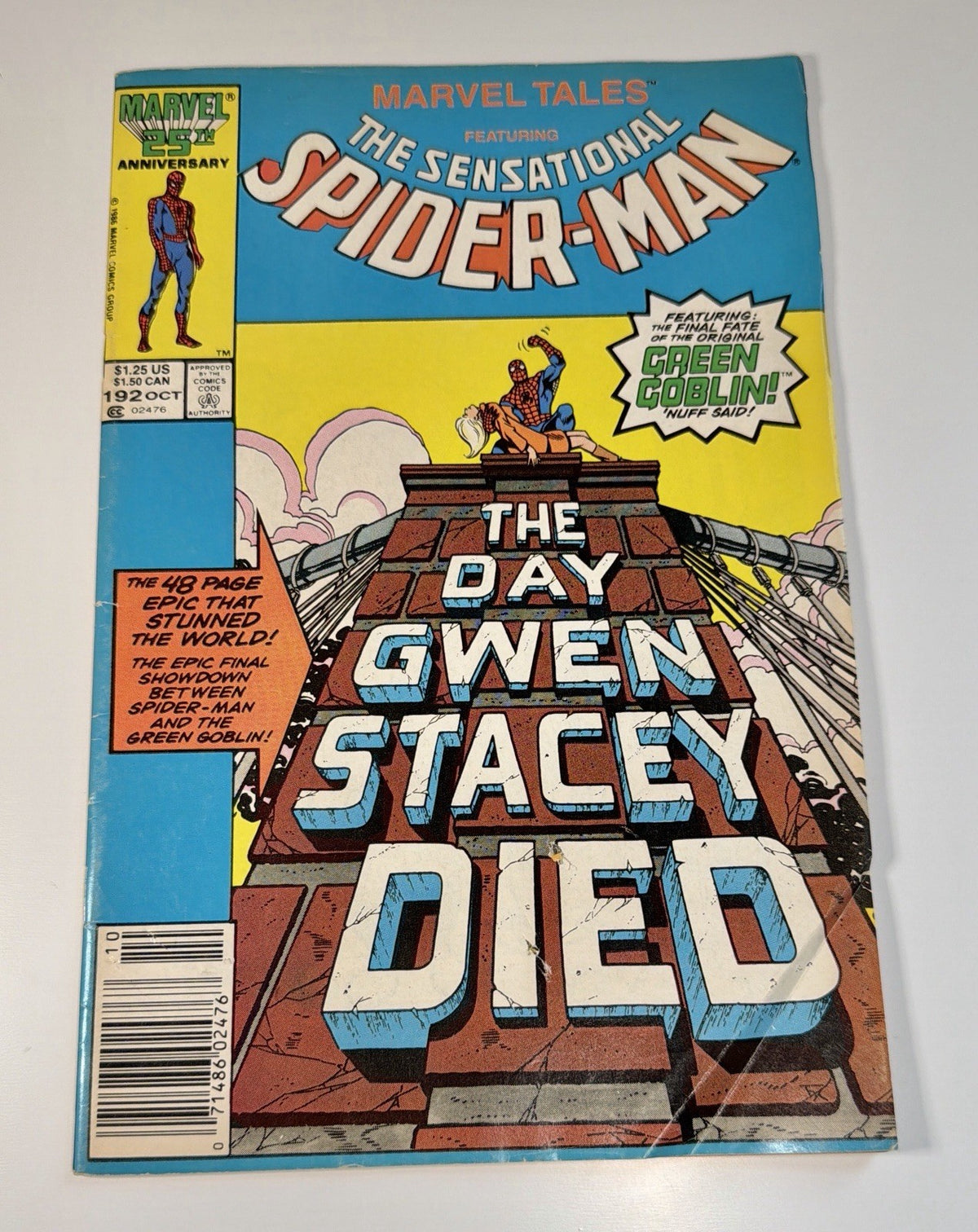 MARVEL TALES #192 (Comics 1986) -- Newsstand Variant -- Death Gwen Stacy