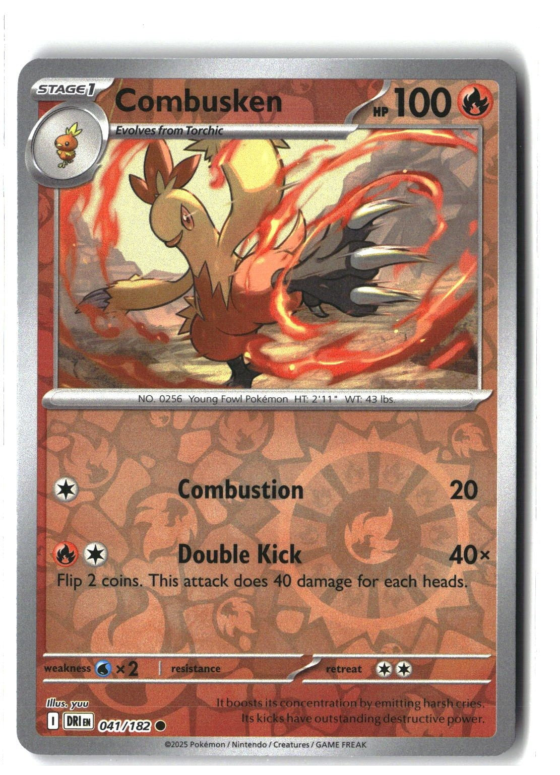 Combusken Reverse Holofoil NM (Destined Rivals 041/182)