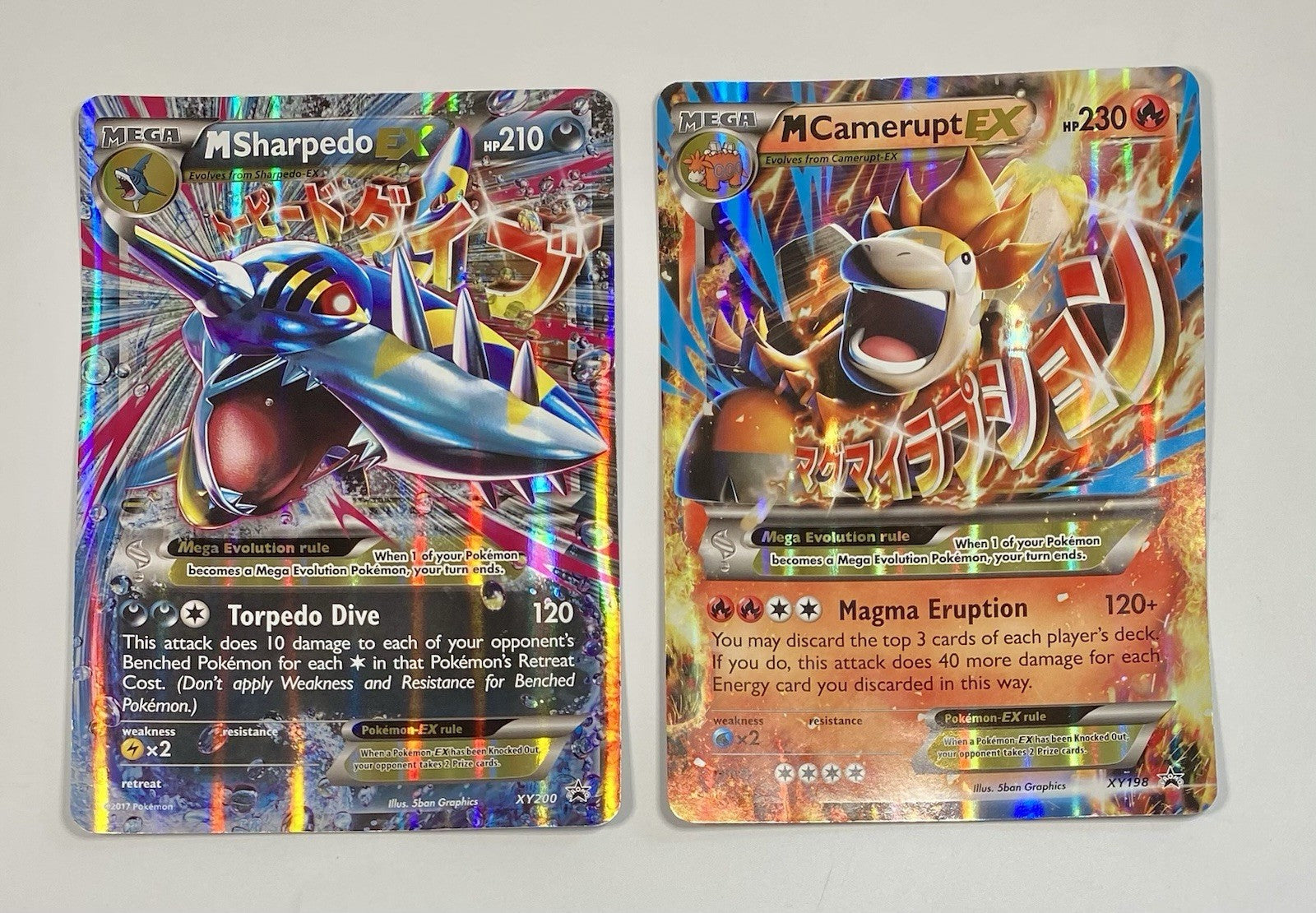 M Sharpedo EX XY200 & M Camerupt Ex XY198 Bundle Oversized Jumbo Promo Cards MP