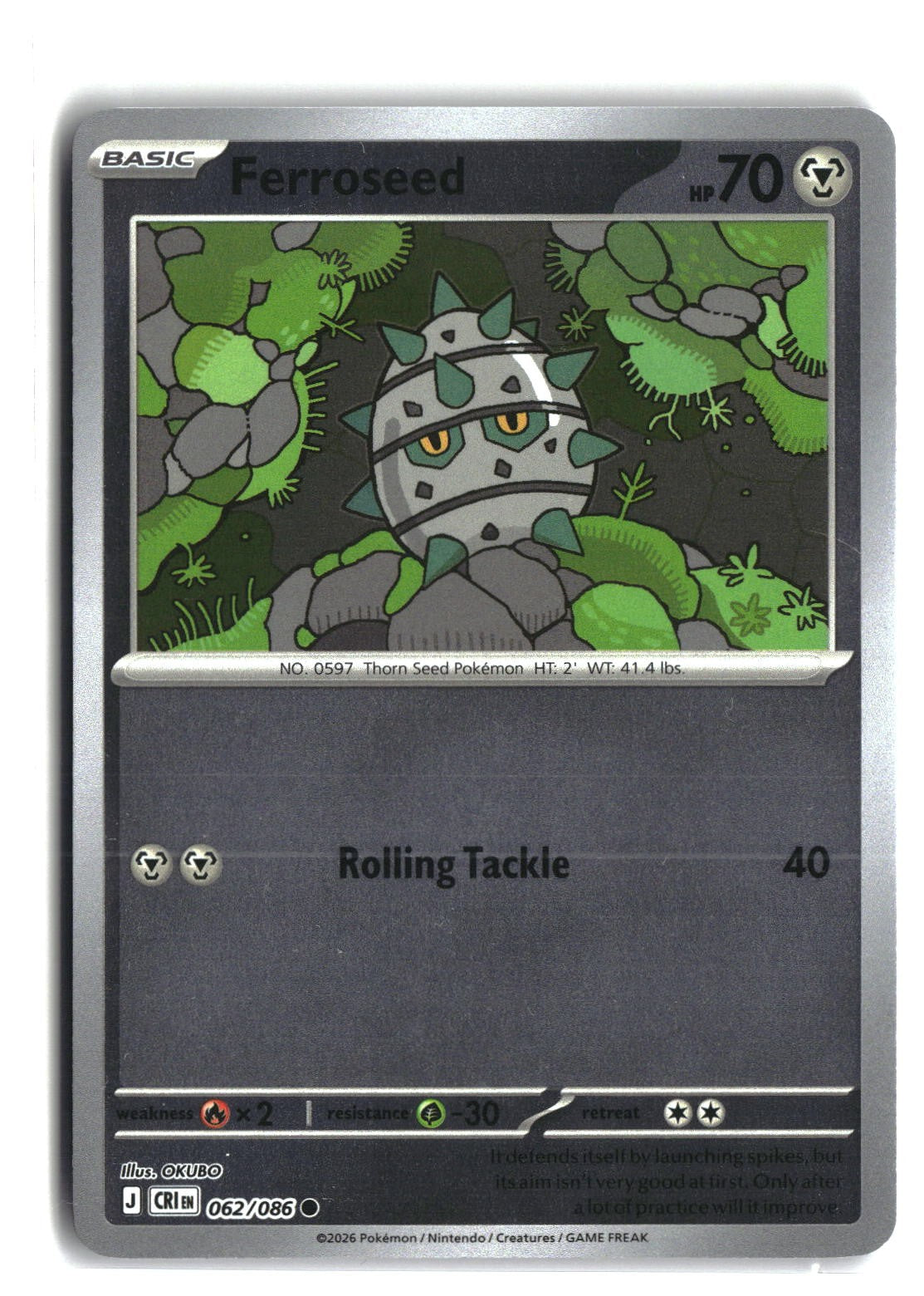 Ferroseed Reverse Holofoil NM (Chaos Rising 062/086)