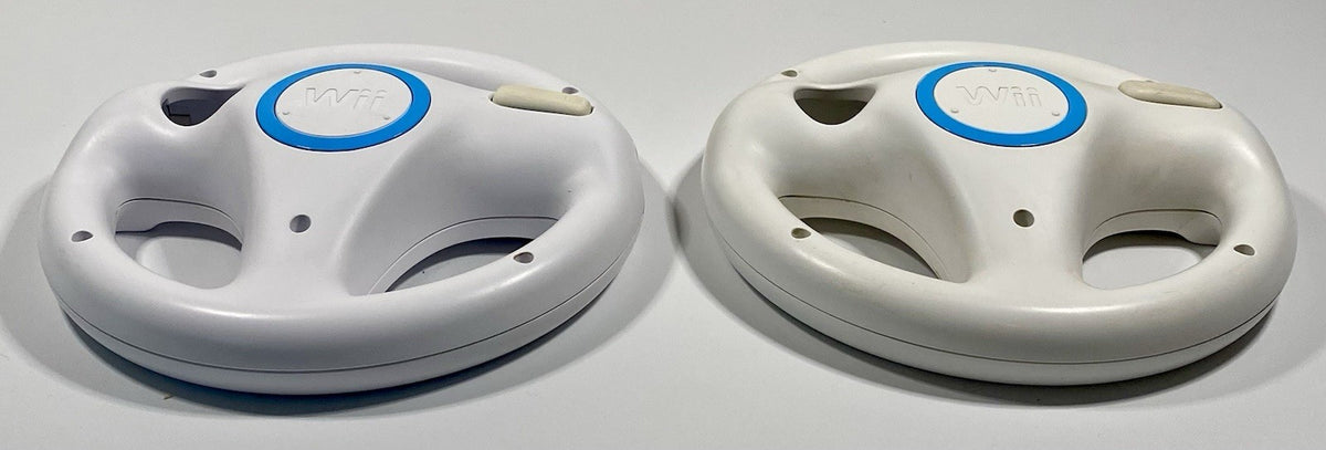 2X Official Nintendo Wii Steering Wheel Mario Kart OEM White RVL-024 Lot of 2