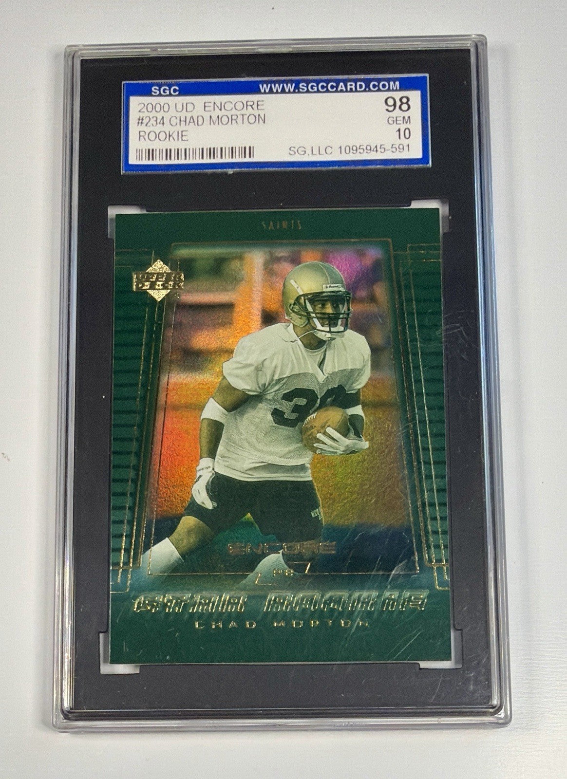 CHAD MORTON - 2000 Upper Deck Encore #234 Rookie SGC 98 Gem 10 Holo