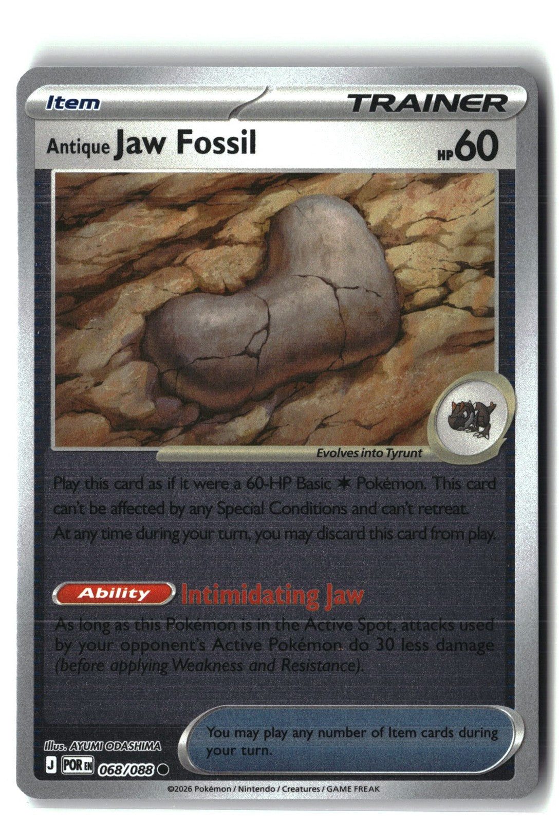 Antique Jaw Fossil Reverse Holofoil NM (Perfect Order 068/088)