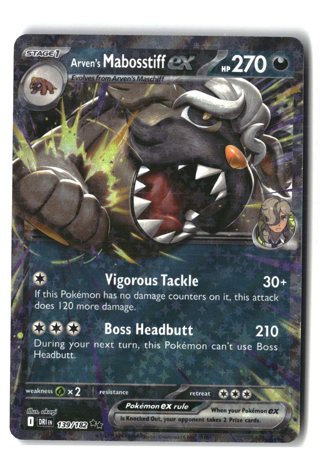 Arven's Mabosstiff ex Holofoil NM (Destined Rivals 139/182)
