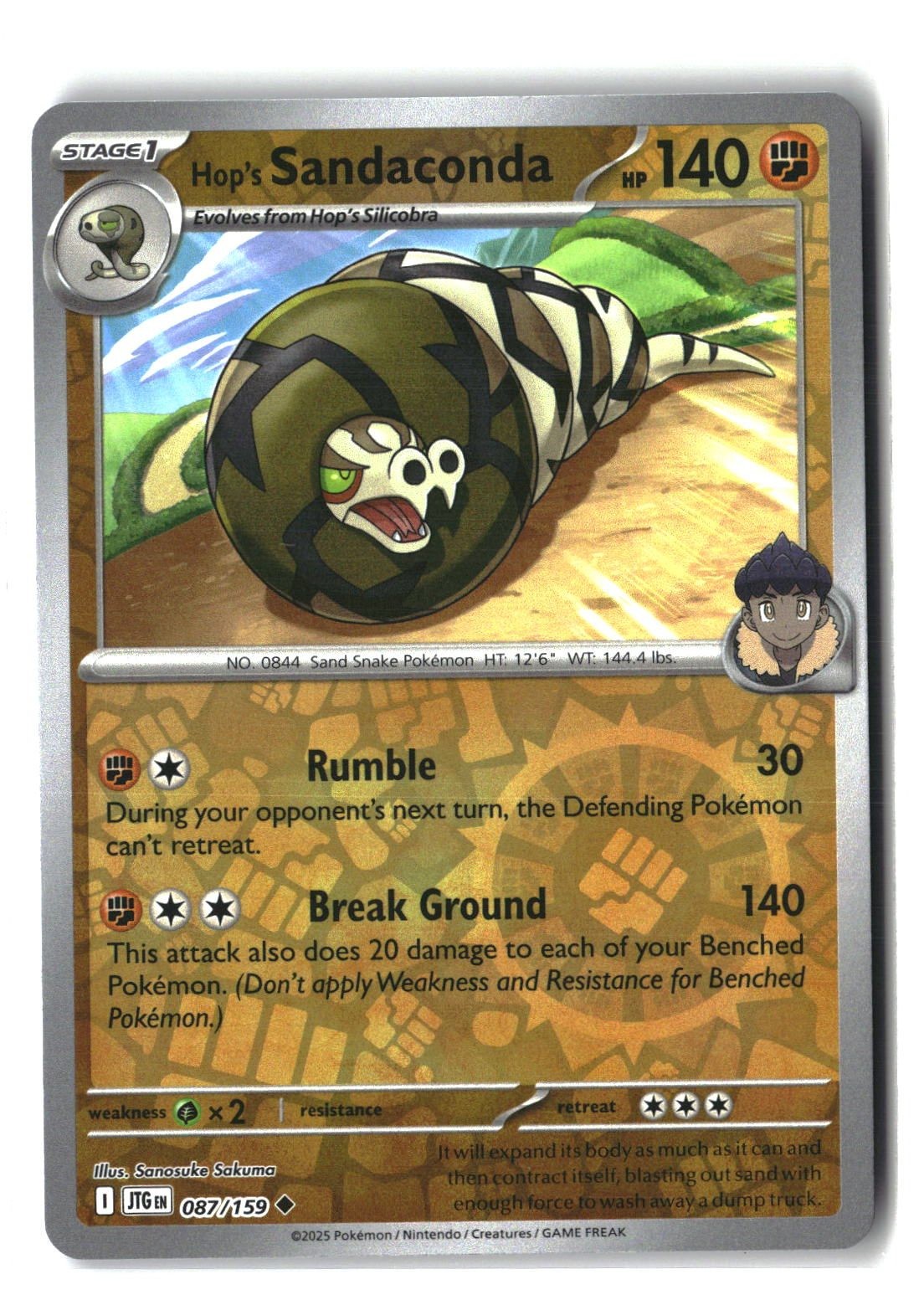 Hop's Sandaconda Reverse Holofoil NM (Journey Together 087/159)