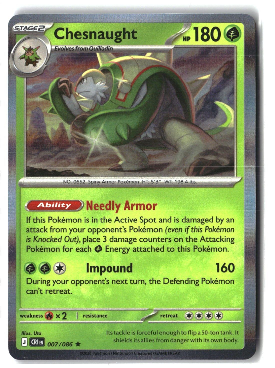 Chesnaught Holofoil NM (Chaos Rising 007/086)