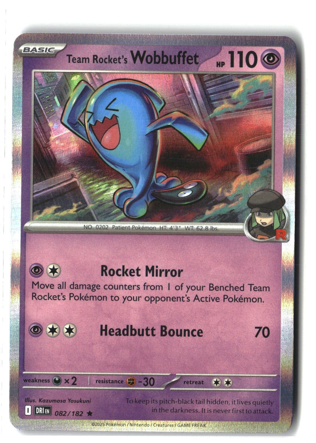 Team Rocket's Wobbuffet Holofoil NM (Destined Rivals 082/182)