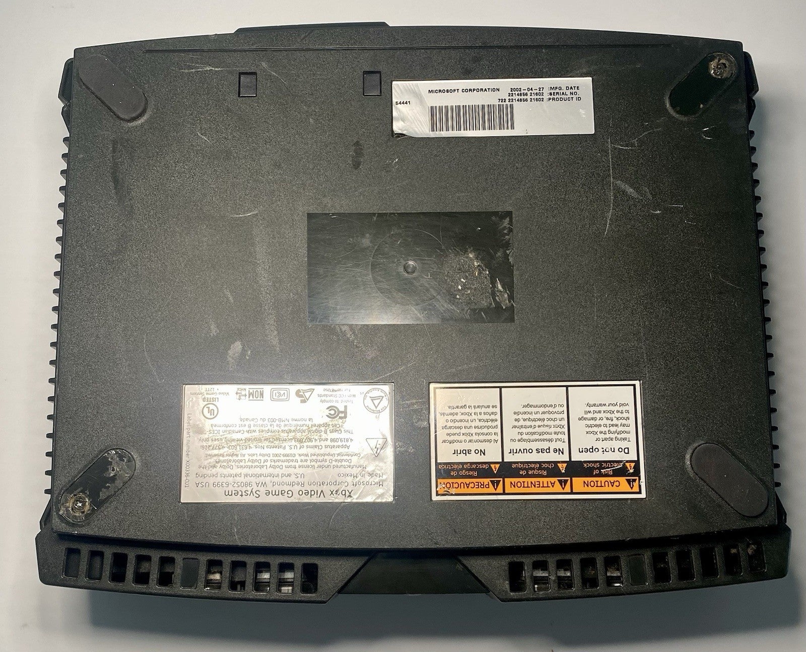 Microsoft Original Xbox Console W/ Controller & Cords For Parts Or Repair Read