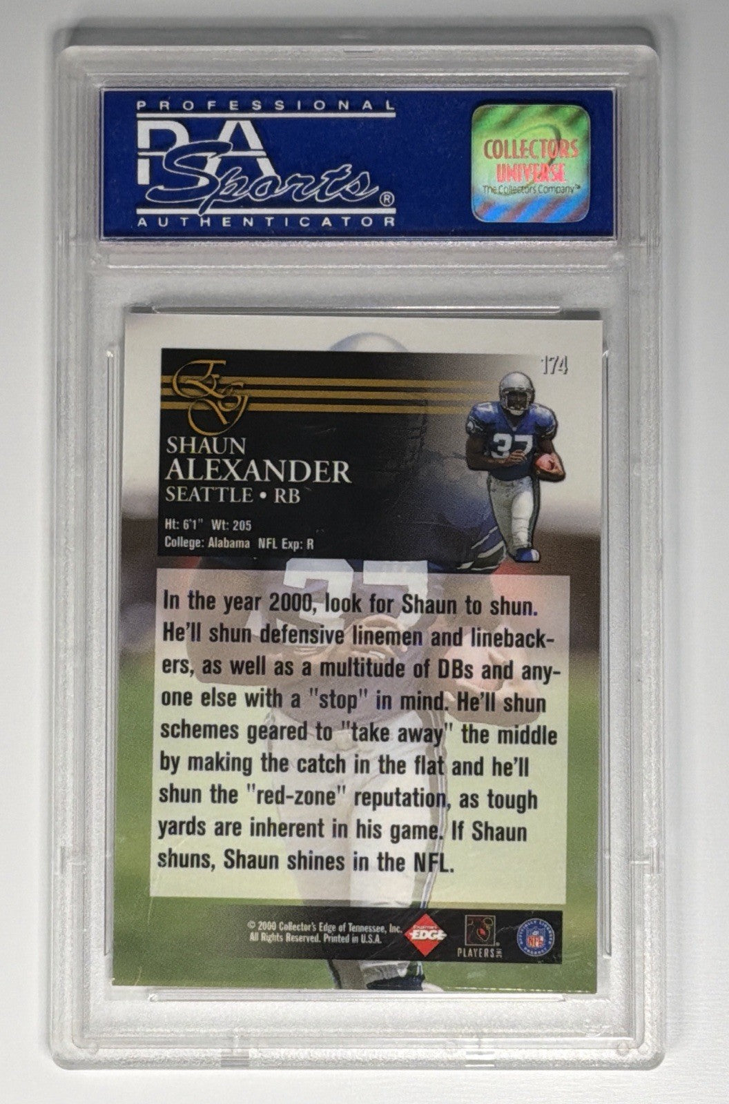 Collector's Edge 2000 Graded Shaun Alexander #174 Rookie High Numbers PSA 9