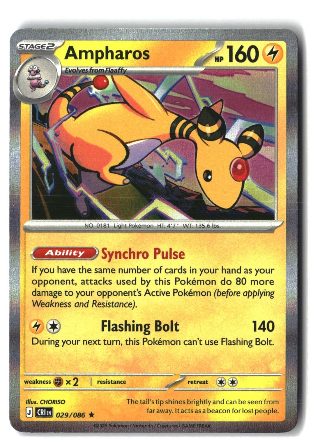 Ampharos Holofoil NM (Chaos Rising 029/086)