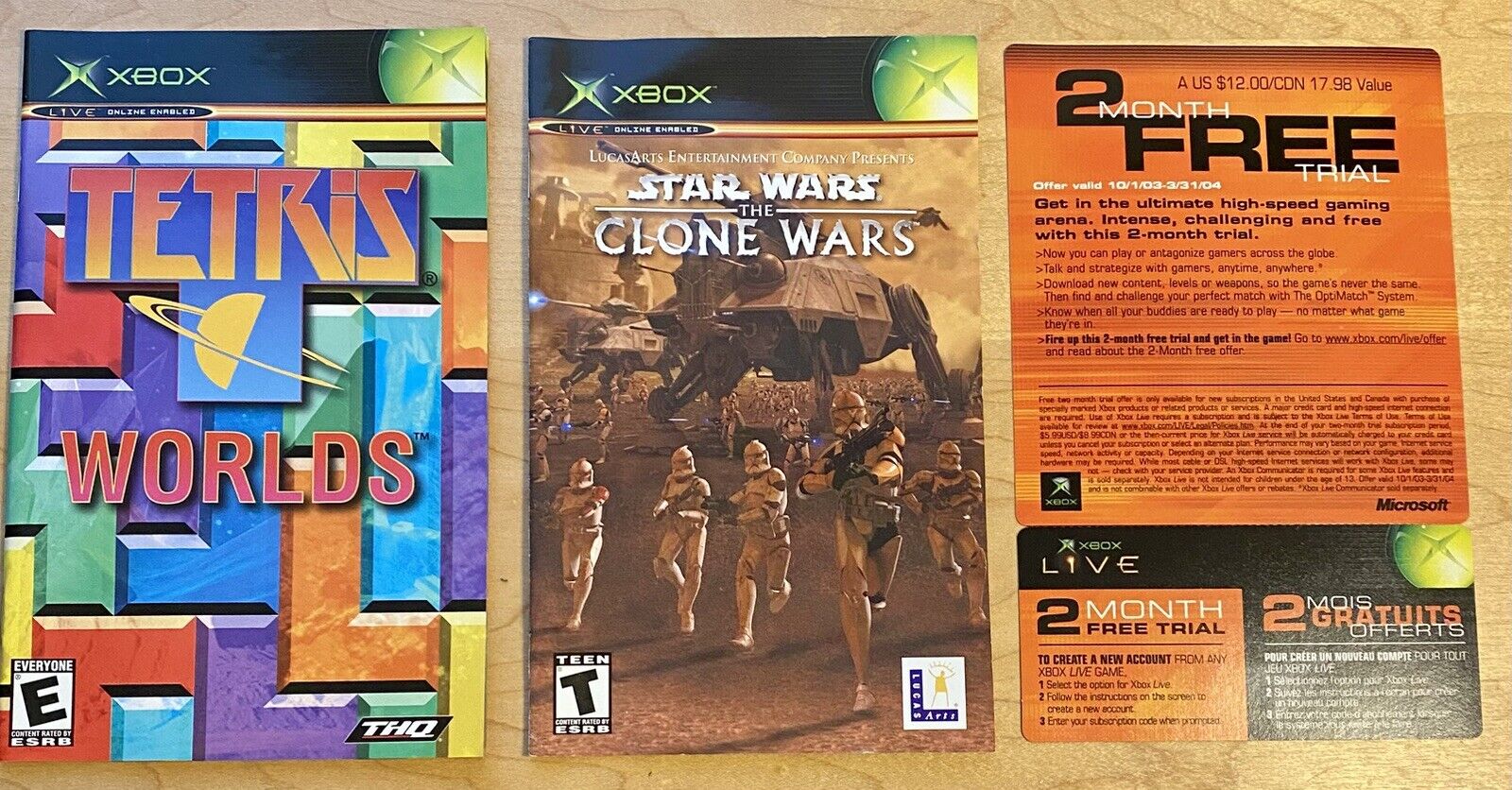 Star Wars: The Clone Wars/Tetris Worlds & Knights Of The Old Republic Lot Xbox