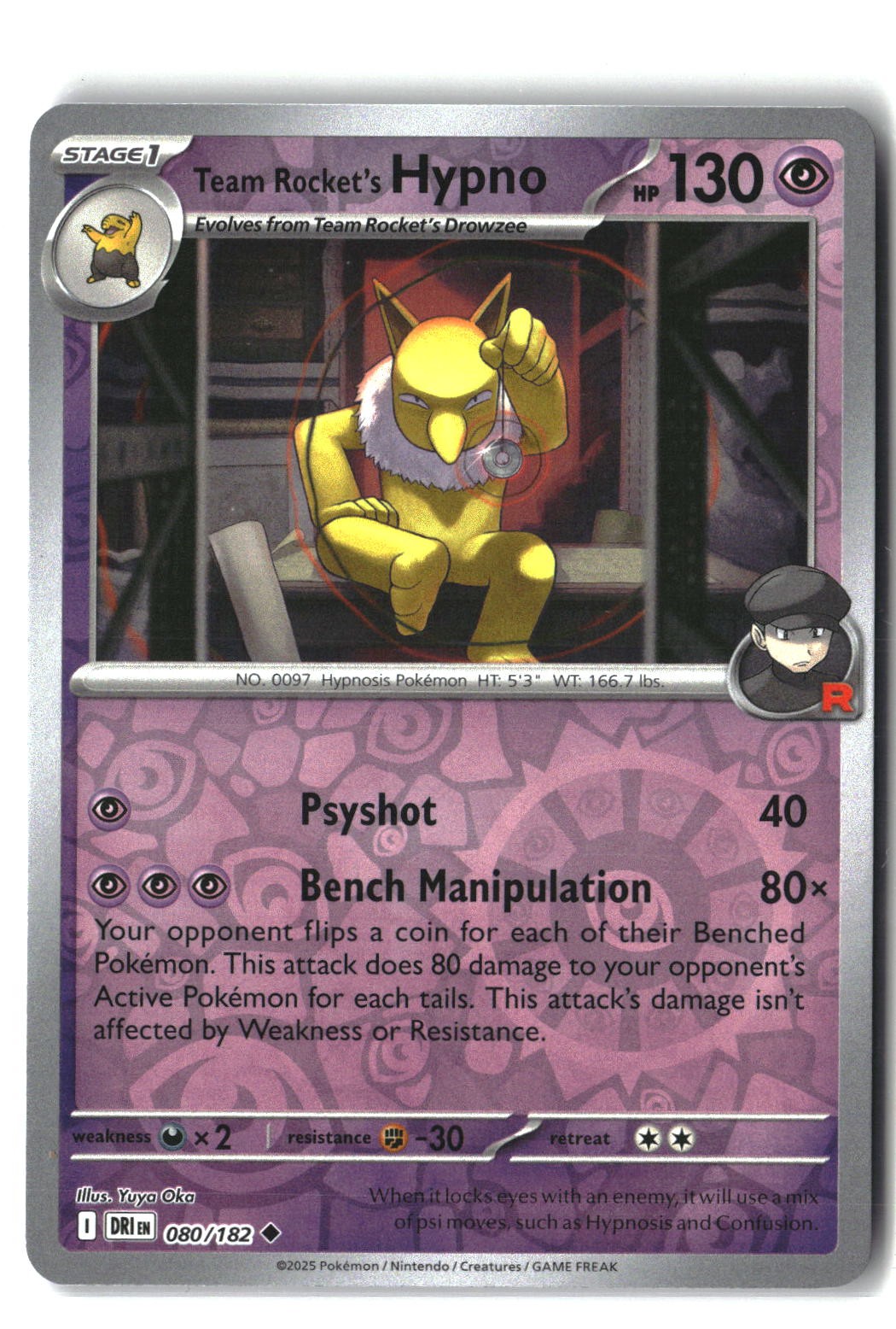 Team Rocket's Hypno Reverse Holofoil NM (Destined Rivals 080/182)