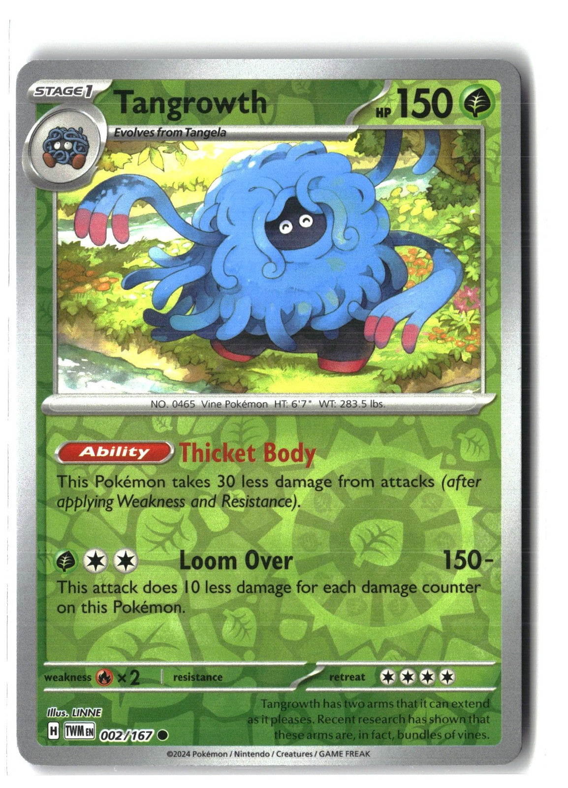 Tangrowth Reverse Holofoil NM (Twilight Masquerade 002/167)