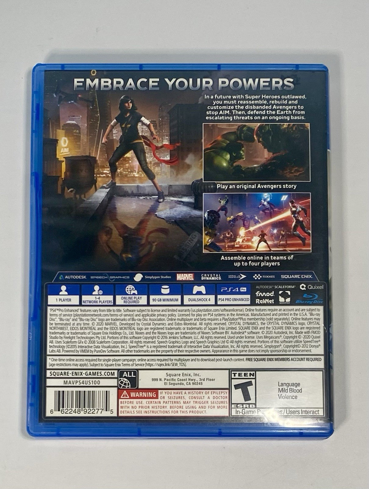 Marvel's Avengers (Sony PlayStation 4, 2020) PS4 CIB Complete W/ All Inserts