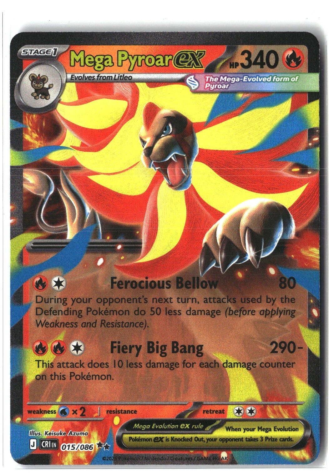 Mega Pyroar ex Holofoil NM (Chaos Rising 015/086)